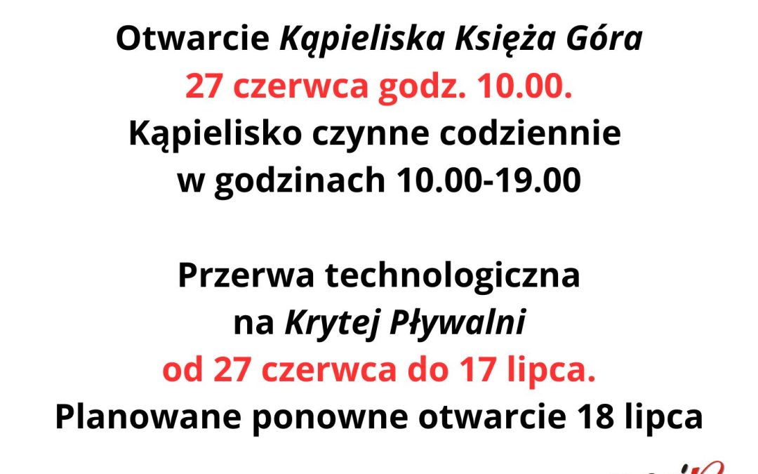 UWAGA !!! Przerwa technologiczna na&nbsp;krytej pływalni